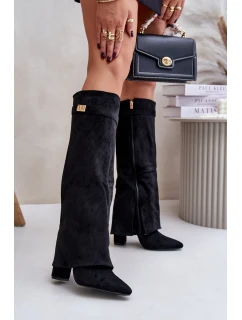 Kozačky Na Podpatku S  Zateplené Černé model 21677665 - Boto