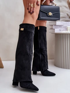 Kozačky Na Podpatku S  Zateplené Černé model 21677665 - Boto