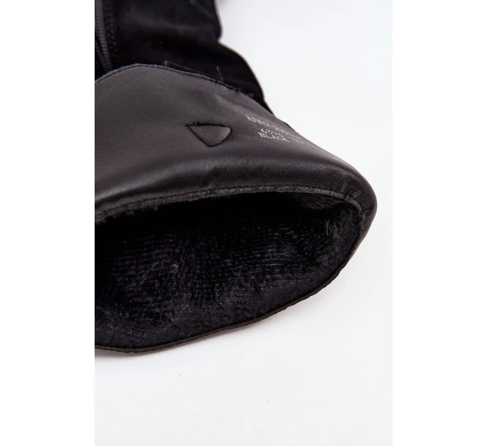 Kožené semišové kozačky dámské zateplené černé model 21714874 - Boto