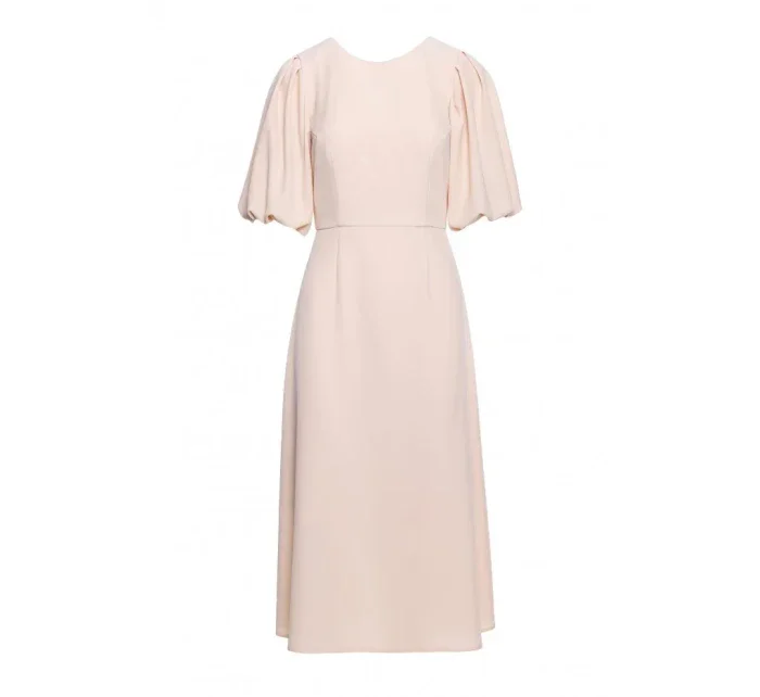 S400 Šaty s puzdrovými rukávmi - krémové