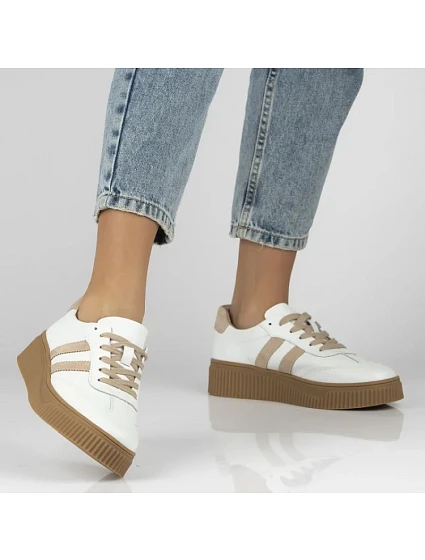 Dámské kožené polobotky ze semiše na platformě,  model 22228919 - FILIPPO