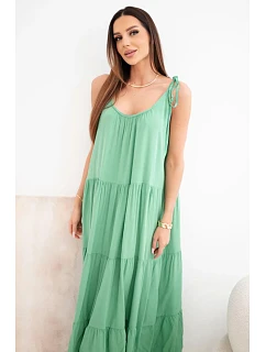 Dámské viskózové šaty na model 22141214 ramínkách zelená - K-Fashion