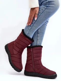 Wysokie Damskie Ocieplane Śniegowce Bordowe Luxina