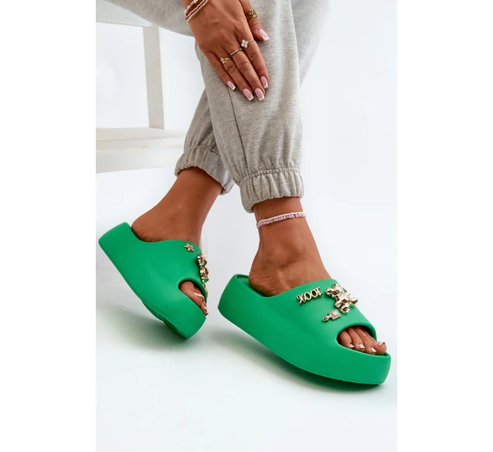 Dámské lehké pěnové žabky s ozdobami zelené model 21665943 - Boto