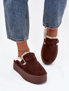 Ženské Sněhule S Kožešinou A Přezkou Na Platformě Čokoládové Jessina