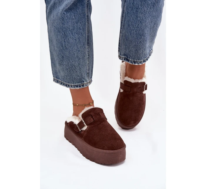 Ženské Sněhule S Kožešinou A Přezkou Na Platformě Čokoládové model 21757740 - Boto
