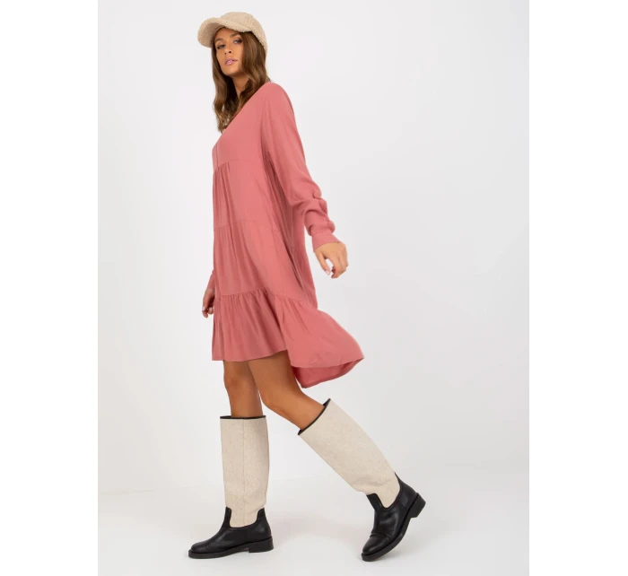 Šaty D73761M30361A tmavo ružové