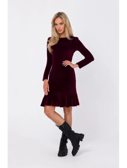 Šaty s spodním lemem bordó model 21874818 - Moe Šaty s spodním lemem bordó model 21874818 - Moe