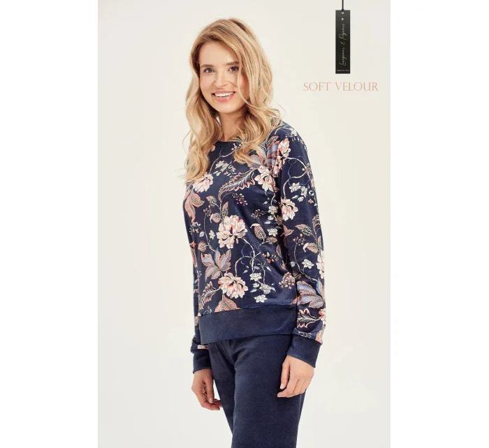 Dámské pyžamo Venus model 19373381 Tmavě modrá vzor - Taro Dámské pyžamo Venus model 19373381 Tmavě modrá vzor - Taro