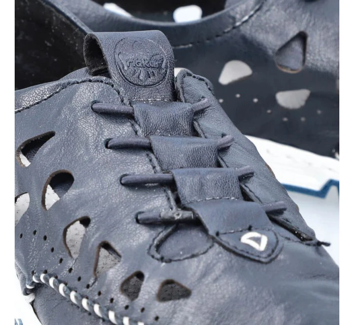 W modrá kožená polobotka s podrážkou model 19737391 - Rieker W modrá kožená polobotka s podrážkou model 19737391 - Rieker