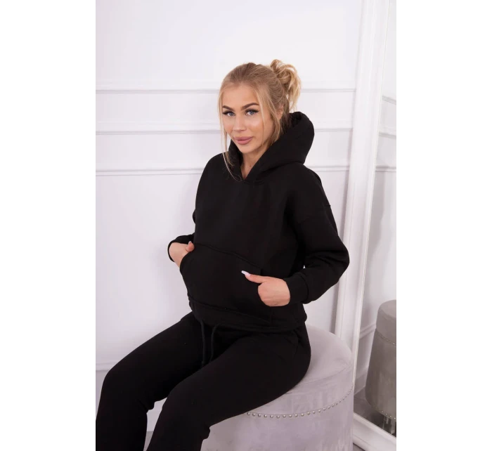 Zateplená souprava s mikinou model 18747965 ve spodní části černé barvy - K-Fashion Zateplená souprava s mikinou model 18747965 ve spodní části černé barvy - K-Fashion