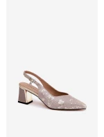 Skórzane Sandały Damskie Na Słupku Ze Szpiczastymi Noskami Vinceza 66733 Złoto-Srebrne