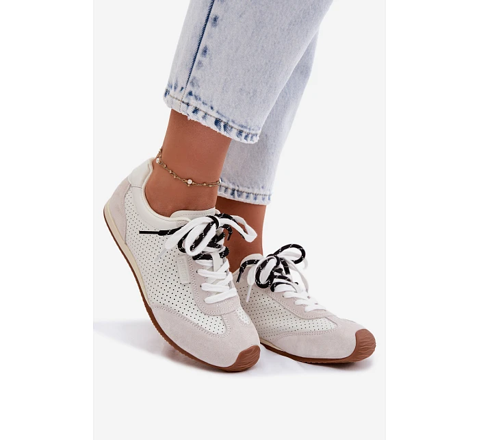 Kožené semišové dámské tenisky Big Star TT274555 Bílé