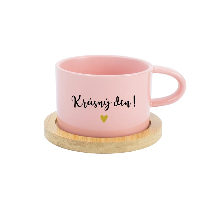 KRÁSNÝ DEN! - růžový hrníček makronka 200 ml KRÁSNÝ DEN! - růžový hrníček makronka 200 ml