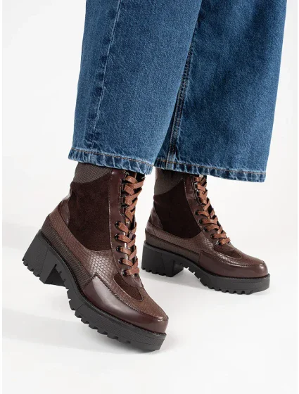 Luxusní dámské vínový  kotníčkové boty Obcas