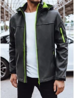 Pánska softshellová bunda s kapucňou tmavosivá FashionStreet TX4472