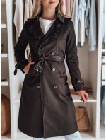 Dámský dlouhý kabát s páskem černý Dstreet model 21986652 - FashionStreet