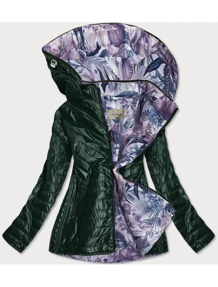 Zelená dámska bunda s ozdobnou podšívkou (MM21)