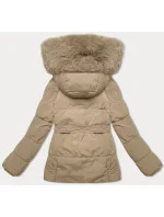 Béžová bunda pro přechodné období s páskem model 21248567 - J.STYLE