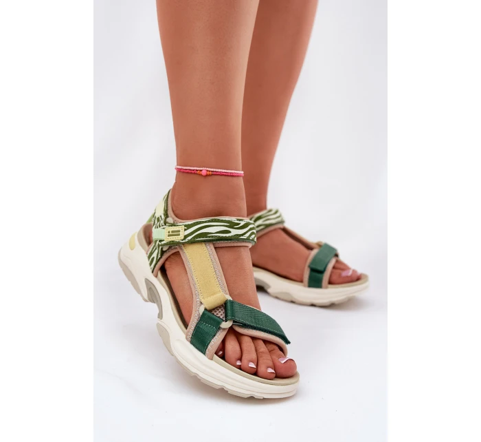 Dámské Sandály Na Suchý Zip model 21694720 Zelené - D.Franklin
