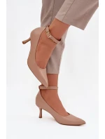 Lodičky s páskem tmavě béžové model 21757649 - Boto
