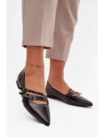 Dámske lakované baleríny s remienkami Palenna - čierne