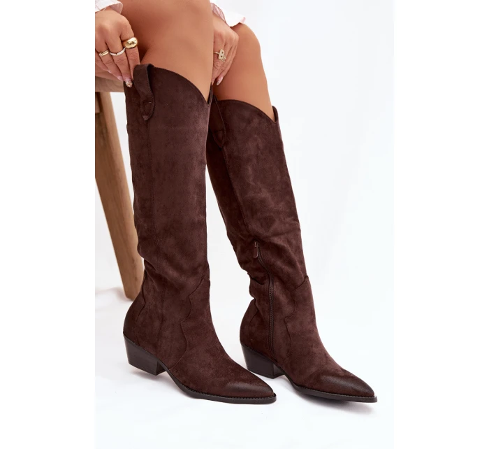 Dámské kovbojky na podpatku – čokoládové model 21837045 - Kesi