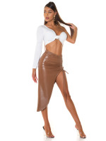 Soo Sexy! Koucla faux leather skirt with XL leg slit