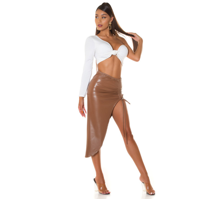 Soo Sexy! Koucla faux leather skirt with XL leg slit