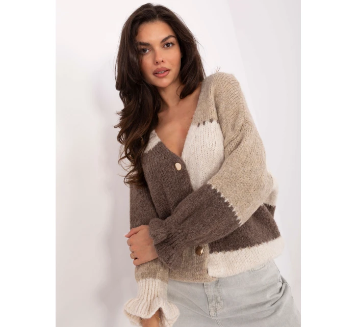 Dámsky sveter MI SW 0903.87 Béžovo-hnedý s ecru - FPrice