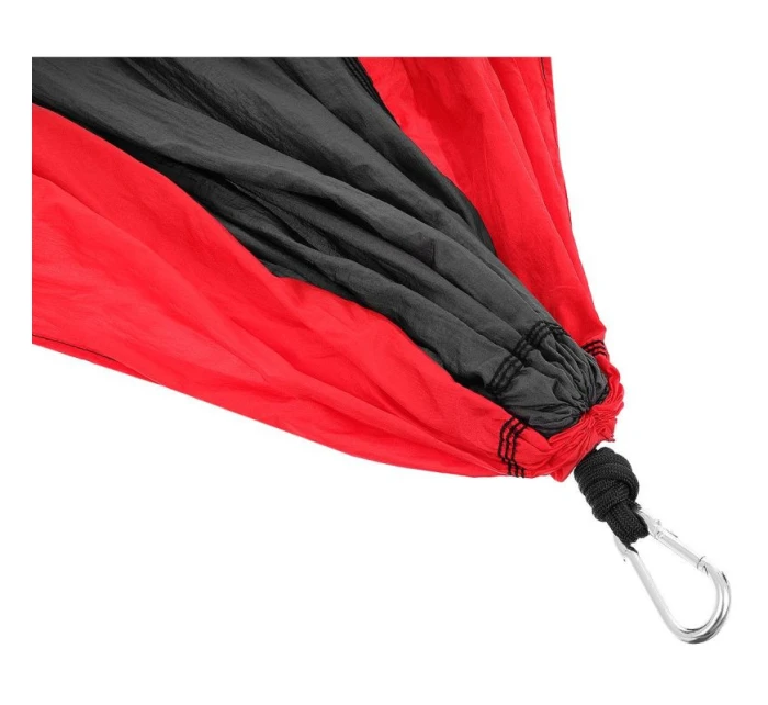 TURISTICKÁ HOJDACIA SIEŤ PRE 2 OSOBY 270X140CM ČIERNA A ČERVENÁ