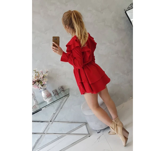 Šaty se model 18743853 volány červené - K-Fashion Šaty se model 18743853 volány červené - K-Fashion
