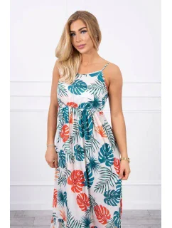 Šaty s motívom listov ecru