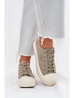 Materiałowe Trampki Damskie Na Platformie Big Star RR274779 Szare