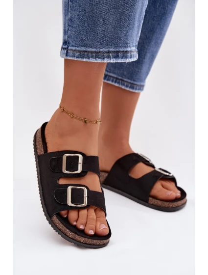 Dámské pantofle s přezkami Černé Oliena