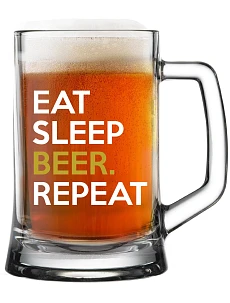 EAT SLEEP BEER. REPEAT - pivný pohár 0,5 l