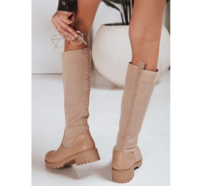 Dámske khaki ponožkové čižmy Dstreet ZY1308