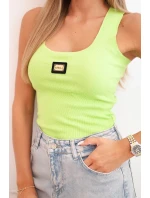 Dámsky prúžkovaný top s ozdobnou aplikáciou apple green Dámsky prúžkovaný top s ozdobnou aplikáciou apple green
