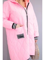 Dámska prešívaná bunda s kapucňou a športovými manžetami Candy Pink