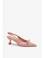 Lakované Sandály Na Jehlovém Podpatku S Mašlí Nude model 21699843 - Boto Lakované Sandály Na Jehlovém Podpatku S Mašlí Nude model 21699843 - Boto