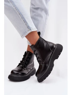 Dámské zateplené kotníkové boty na platformě s šněrováním Černé Harmine