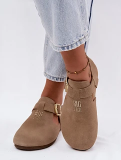 Dámske prírodné semišové sandále Big Star TT274542 beige