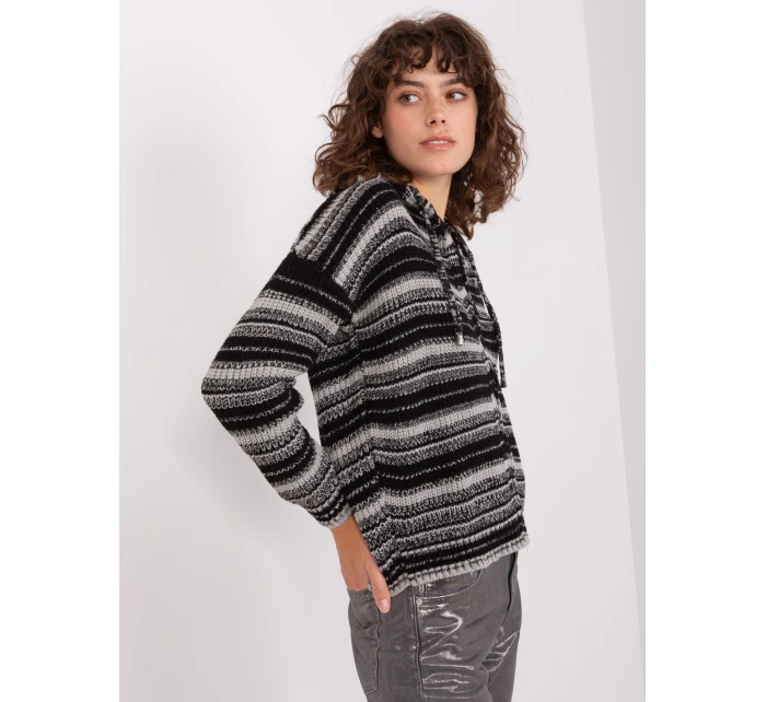 Sweter BA SW model 21326967 szaro czarny - FPrice Sweter BA SW model 21326967 szaro czarny - FPrice