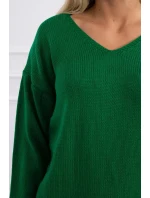 Svetr model 21764628 s výstřihem do V zelený - Kesi Svetr model 21764628 s výstřihem do V zelený - Kesi