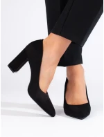 Zajímavé lodičky dámské černé na širokém podpatku Zajímavé lodičky dámské černé na širokém podpatku