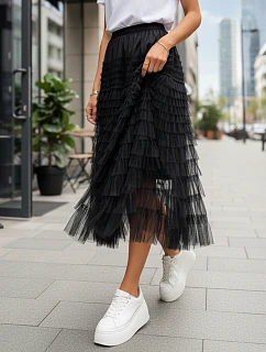 PASTELLA tylová sukňa čierna FashionStreet CY0421