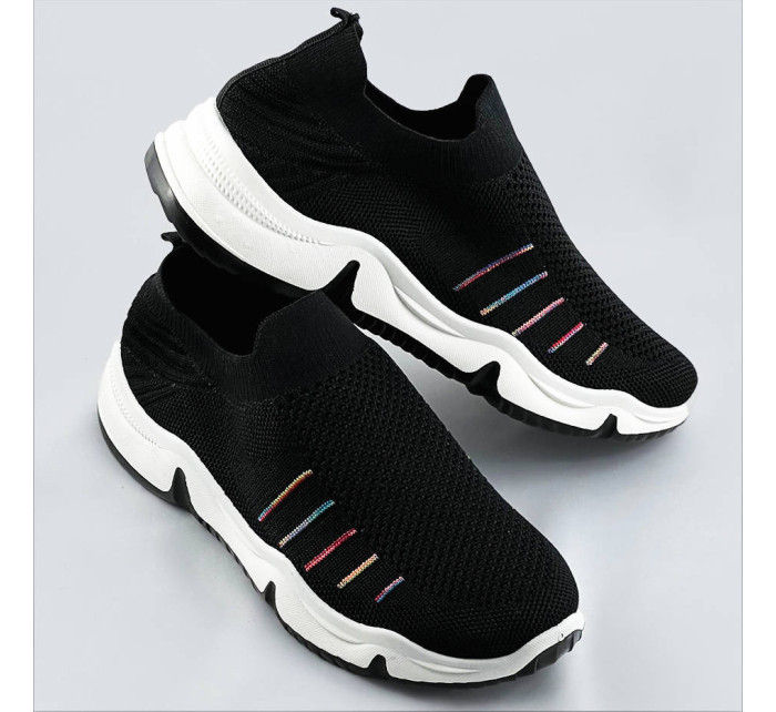 Čierna dámska športová obuv s farebnými vložkami (YM-168-1)