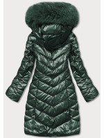 Zelená dámska zimná bunda s kapucňou (TY037-38)