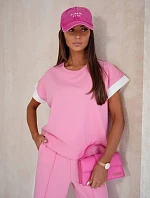 Športová súprava s kontrastnými vložkami ružová (VE99)