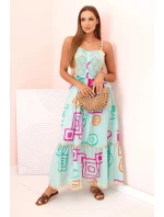 Dámske bavlnené šaty s farebným mätovým vzorom